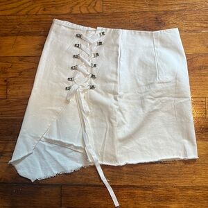 White denim mini skirt